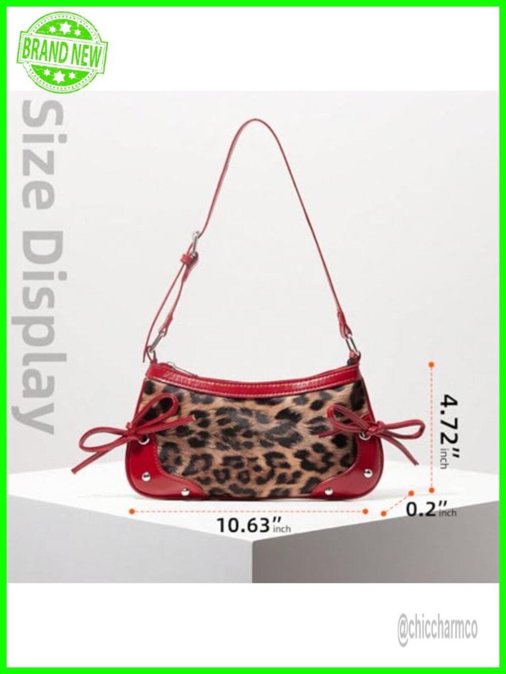 Leopard Print Vegan Leather Evening Clutch with Chain Strap Crossbody - Picture 3 of 5
